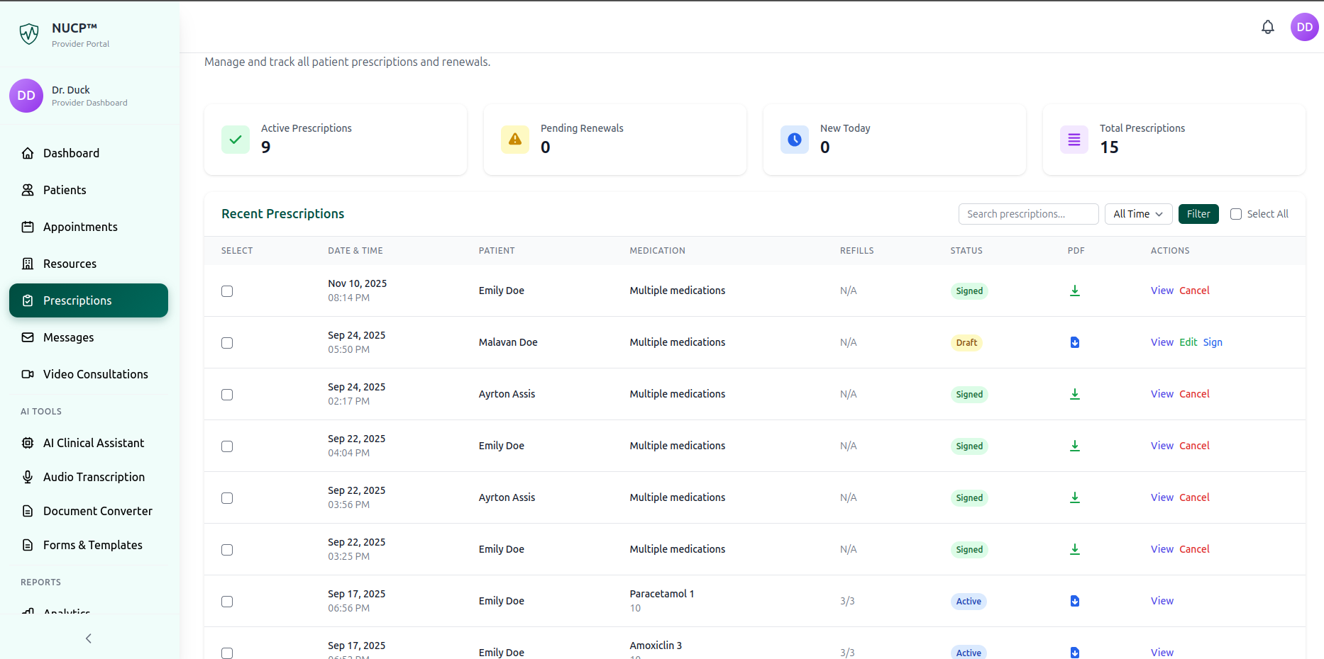 E-Prescription System Interface